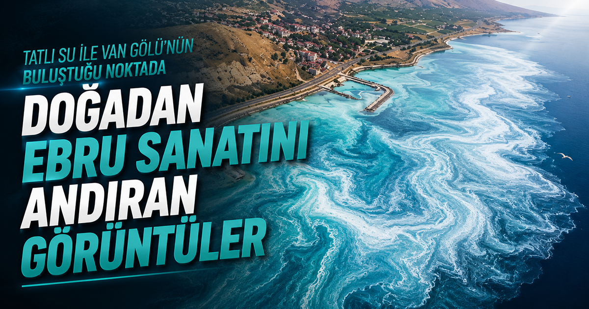 Van Gölü'nde büyüleyen doğa olayı! Ebru desenlerini andıran görüntüler oluştu