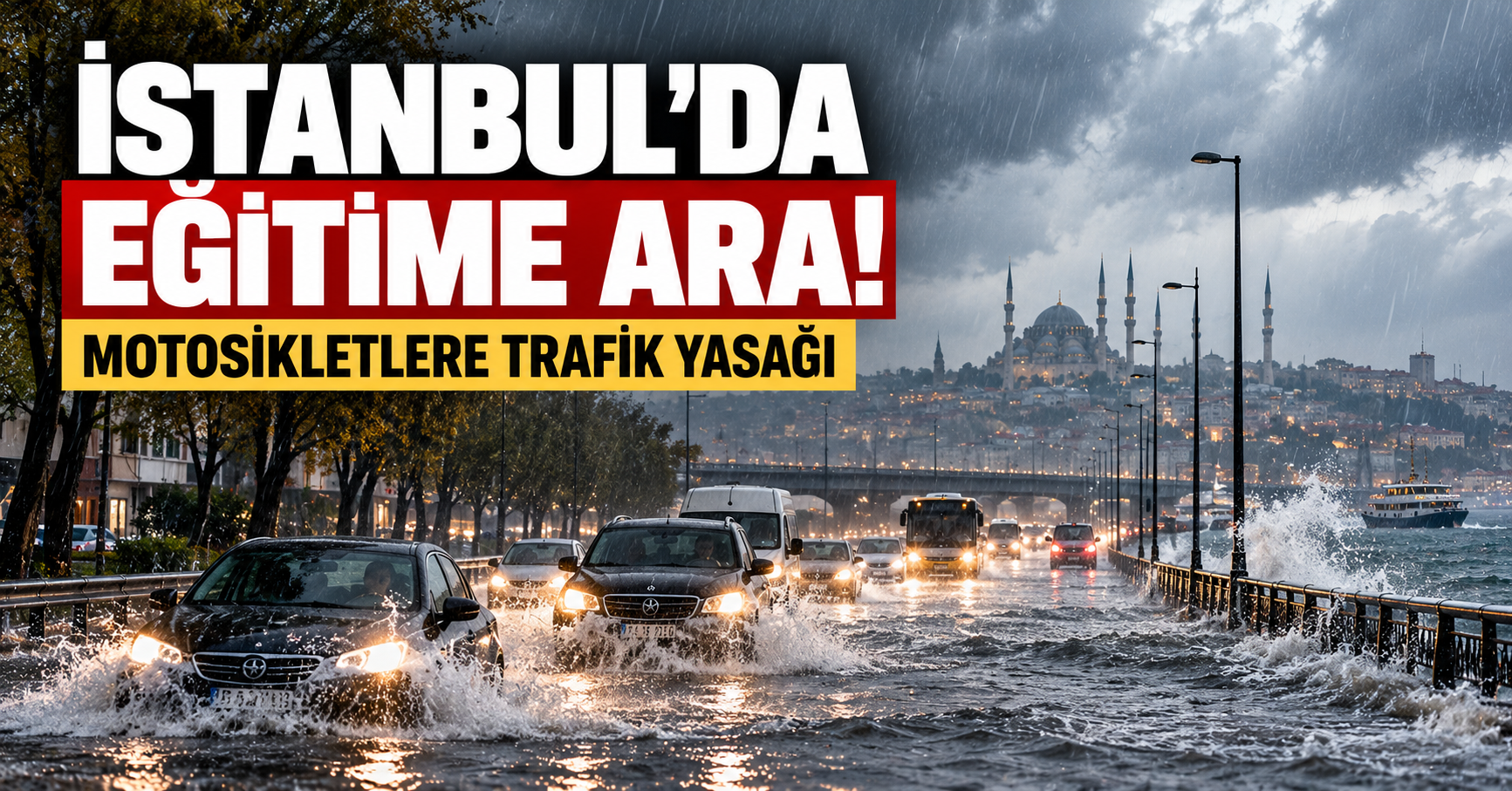 İstanbul’da Yağmur ve Sel Felaketinde Okullar Tatil! Motosikletlere Yasak Geldi